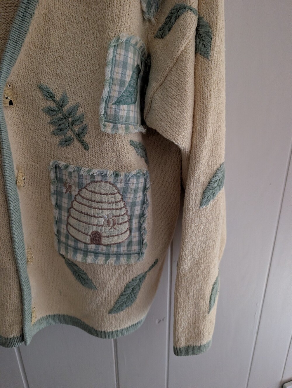 Vintage PBJ Embroidered Patchwork Cardigan Sweater - Picture 3 of 7